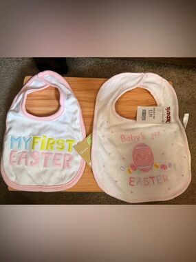 NWT Pack of 2 Carter's "My First Easter" & "Baby's 1st Easter" Baby Bibs
